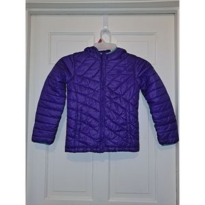 Columbia purple puffer jacket size small coat hoodie kids travel winter warm